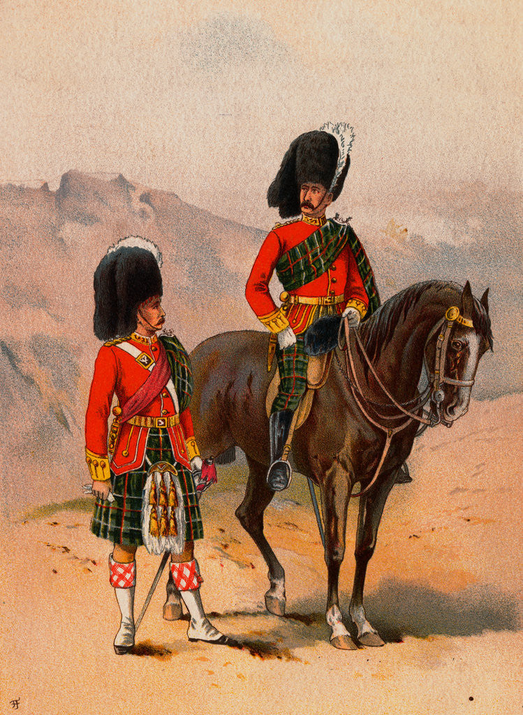 Detail of Tartan-Clad Scottish Soldiers by Anonymous