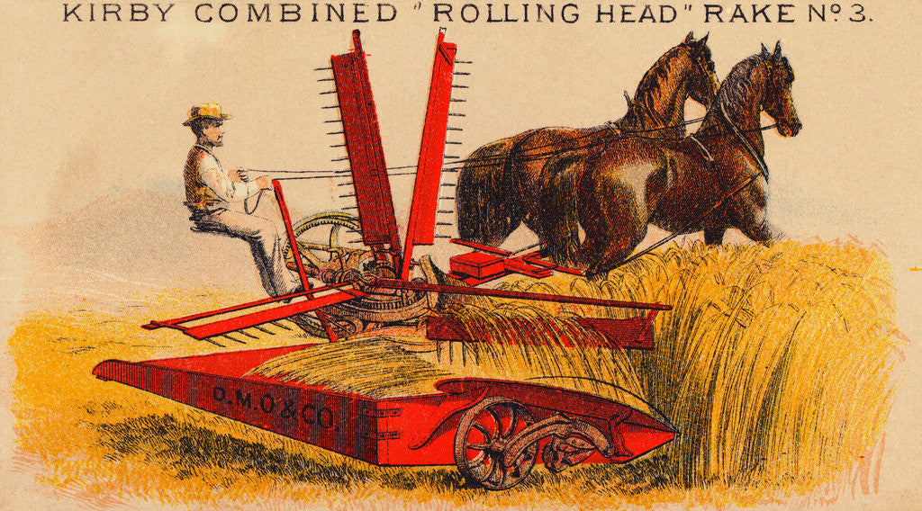 Detail of Farmer Driving Reaping Machine by Corbis