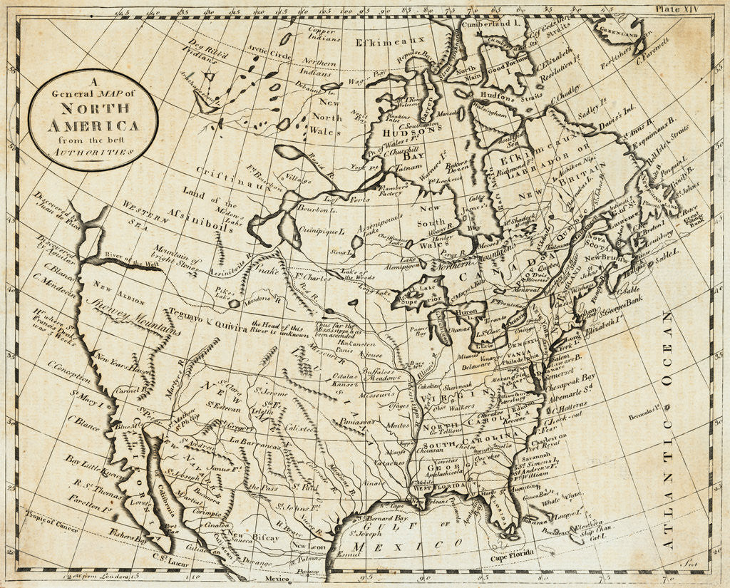 Detail of Map of North America by Anonymous