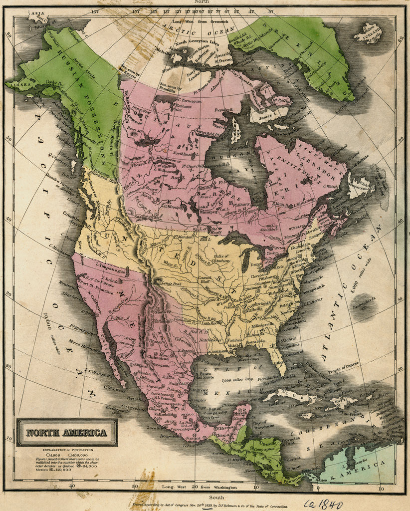 Detail of Map of North America by Corbis