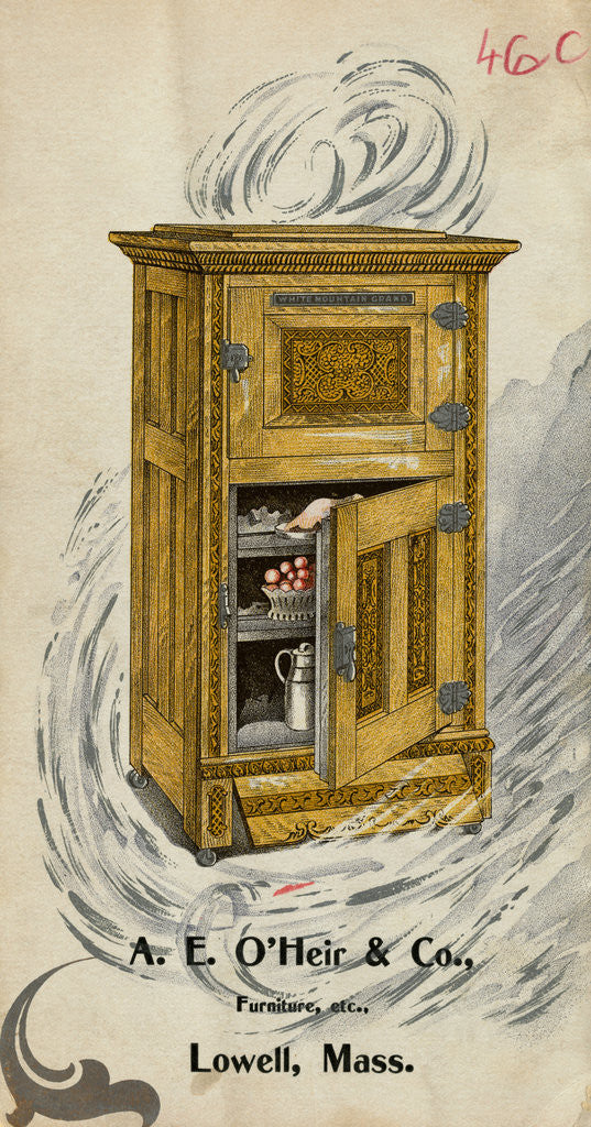 Detail of Advertisement for Early Refrigerator by Anonymous