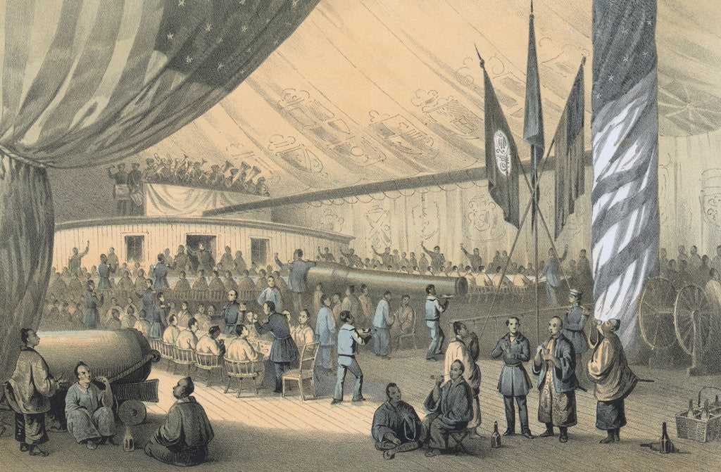 Detail of Matthew Perry Entertaining Japanese Commissioners on Ship by Anonymous