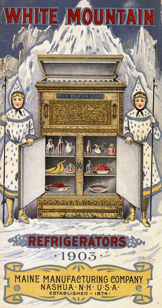 Detail of Advertisement for White Mountain Refrigerators by Corbis