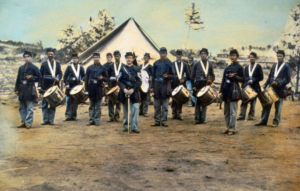 Detail of Civil War Soldiers Posing at Encampment by Anonymous