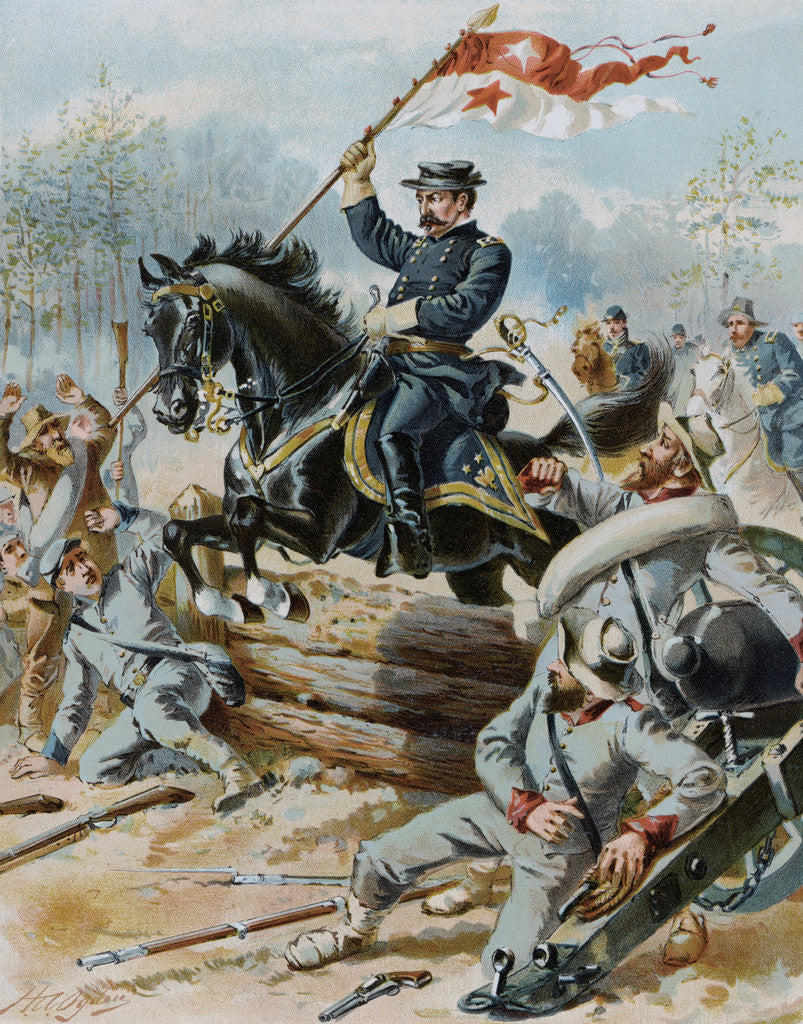 Detail of Illustration of Philip Henry Sheridan in Civil War Battle by Anonymous