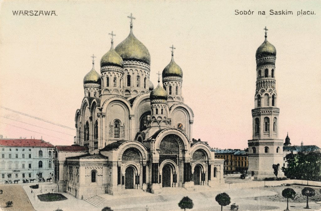 Detail of Postcard Showing Warsaw Cathedral by Anonymous