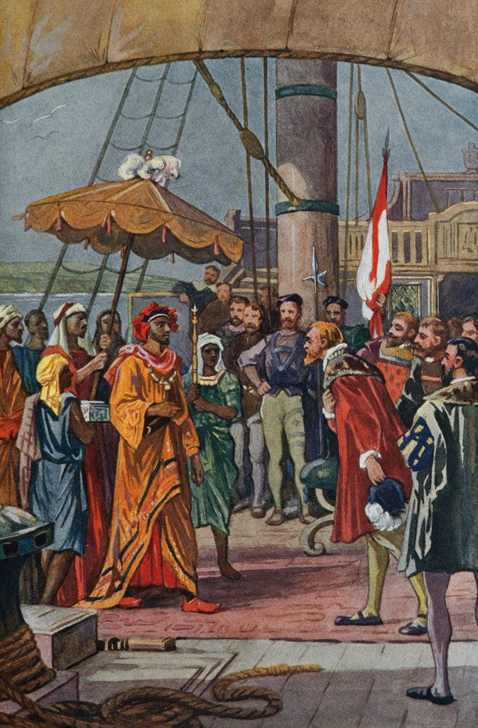 Detail of Sir Francis Drake Greeting Eastern Prince by Anonymous