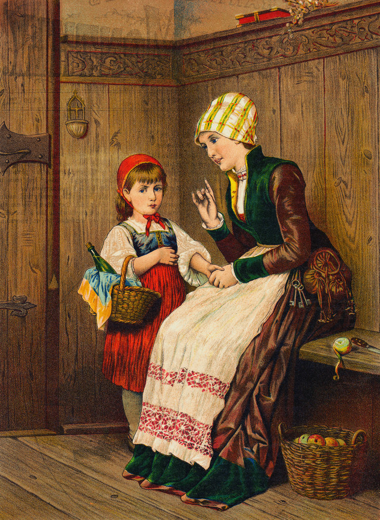 Detail of Little Red Riding Hood Being Instructed by Her Mother by Anonymous