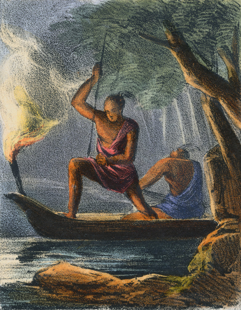 Detail of Indian Man Aiming Spear by Anonymous