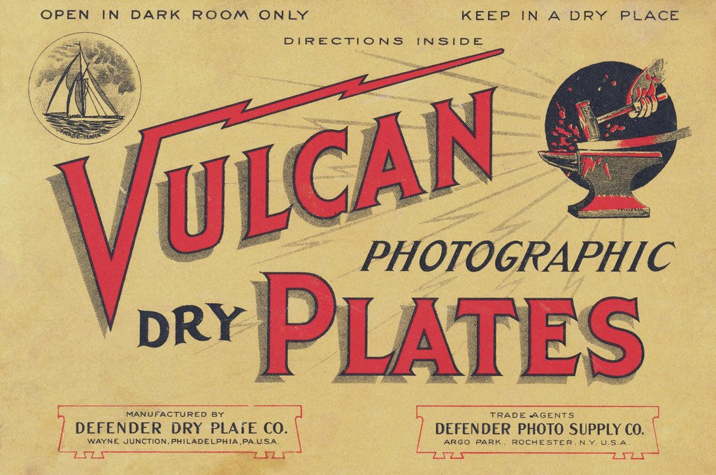 Detail of Advertisement for Vulcan Photographic Dark Plates by Corbis
