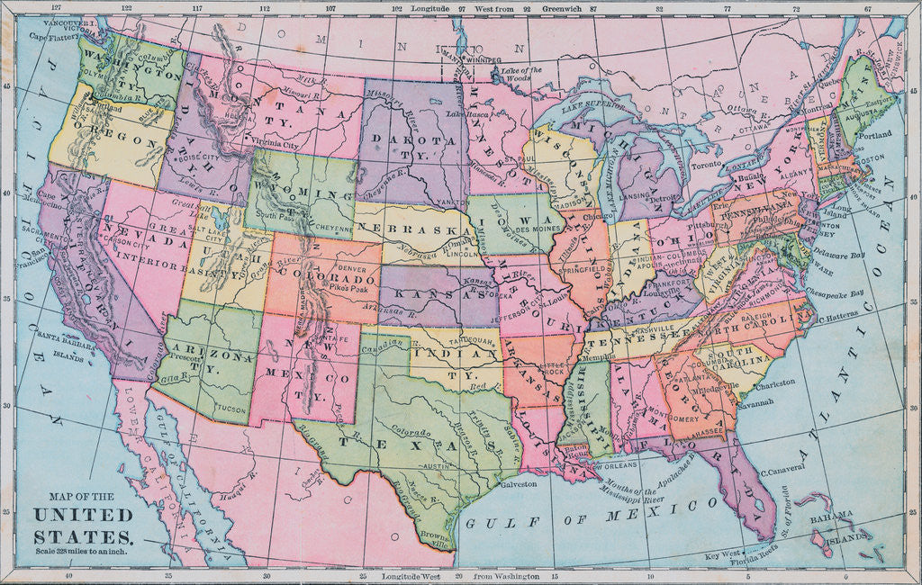 Detail of Map of the United States of America by Anonymous