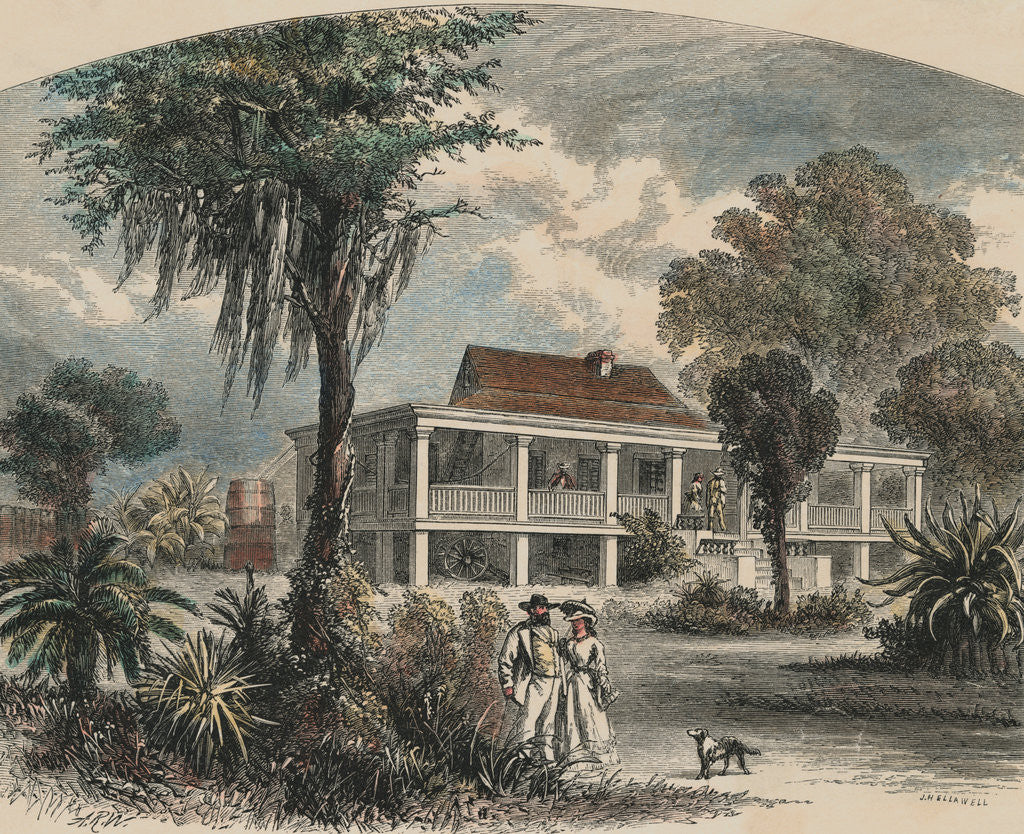 Detail of Couple Strolling with Dog by Anonymous