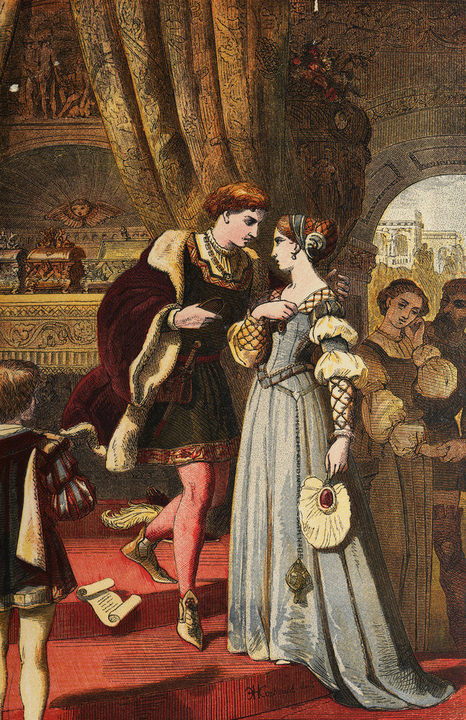 Detail of Portia and Bassanio Meeting by Anonymous