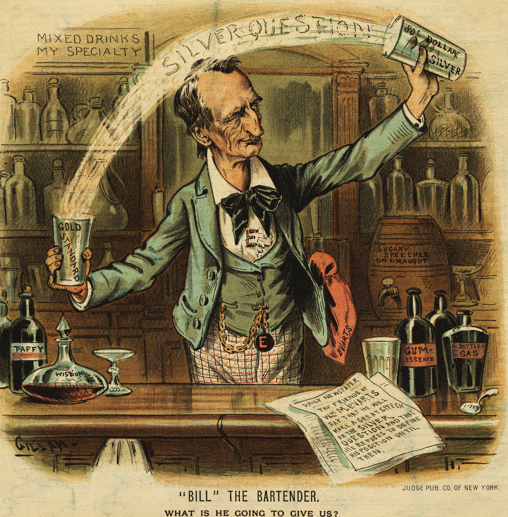 Detail of William Maxwell Everts in Political Bartending Cartoon by Anonymous