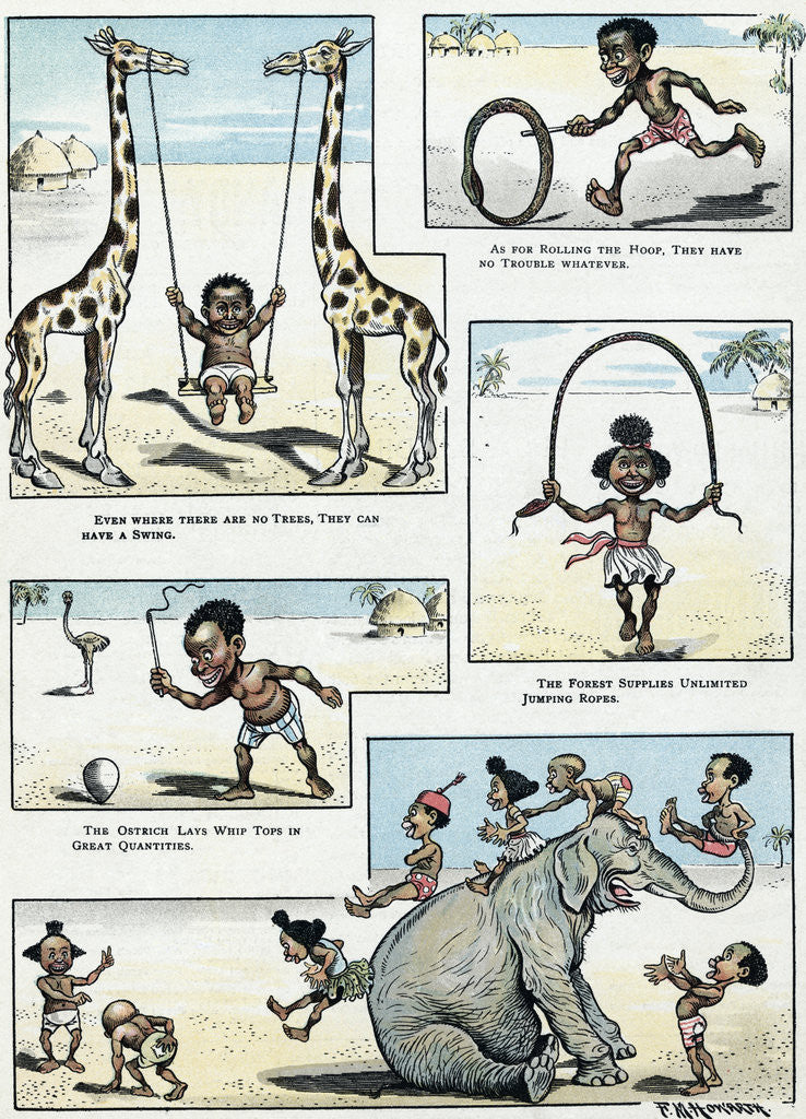 Detail of Stereotypical Illustration Depicting African Children in Their Villages by Anonymous