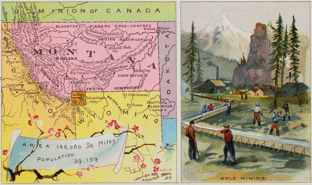Detail of Illustration of Gold Mining in the Montana Area by Anonymous