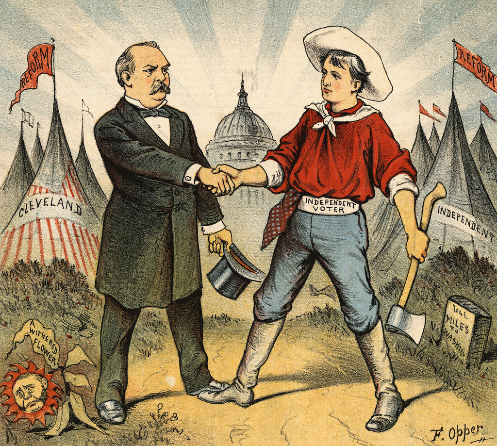 Detail of Illustration of Grover Cleveland Making Friends with Citizen by Corbis
