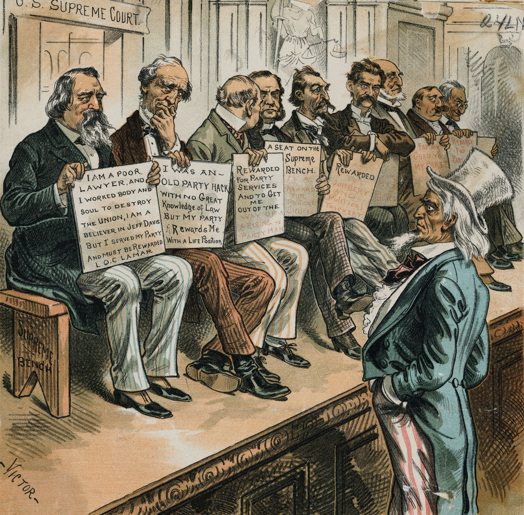 Detail of Supreme Court Members with Posters of Secrecy by Anonymous