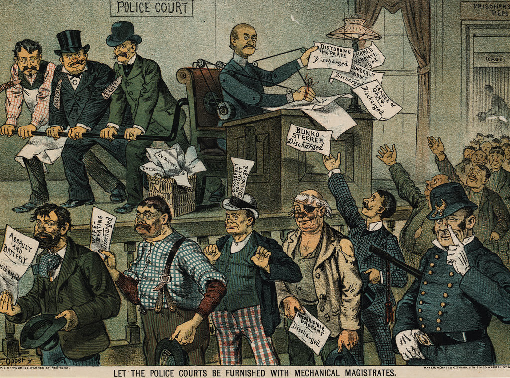 Detail of Illustration Depicting Police Court Shortcomings by Oppet