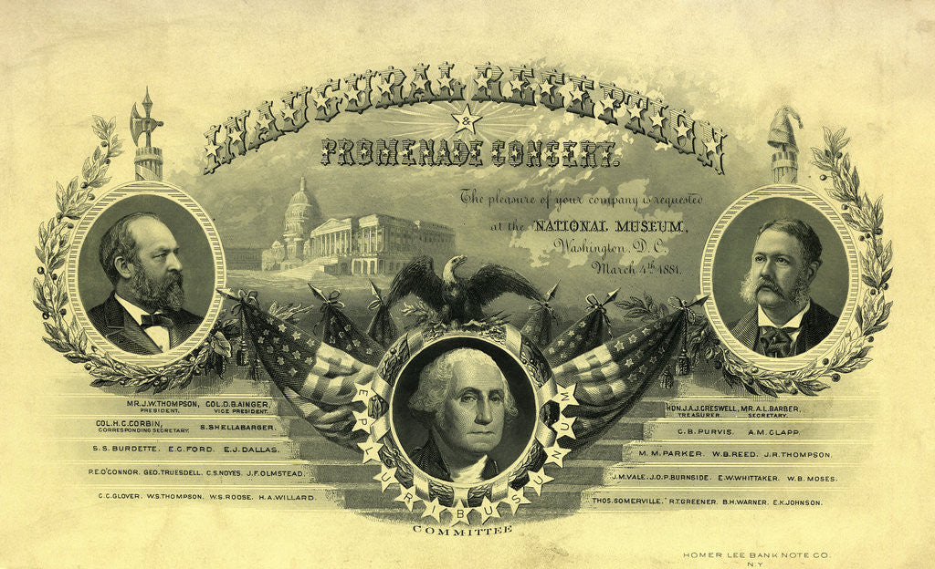 Detail of Illustrated Invitation to Inaugural Reception for President Garfield by Anonymous
