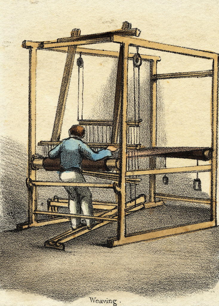 Detail of Man Working on Hand Weaving Loom by Anonymous