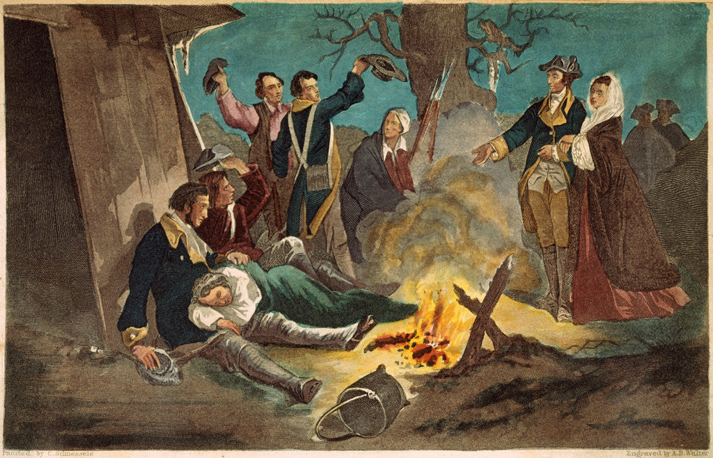 Detail of George Washington and Wife Visiting Troops by Anonymous