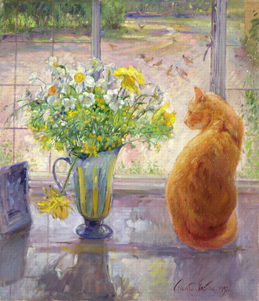 Detail of Striped Jug with Spring Flowers, 1992 by Timothy Easton