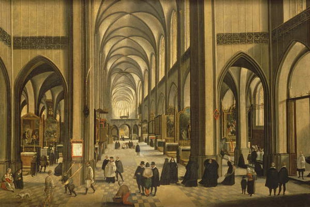 Detail of Interior of Antwerp cathedral with the Seven Sacraments, 1590 by Hendrik van Steenwyck