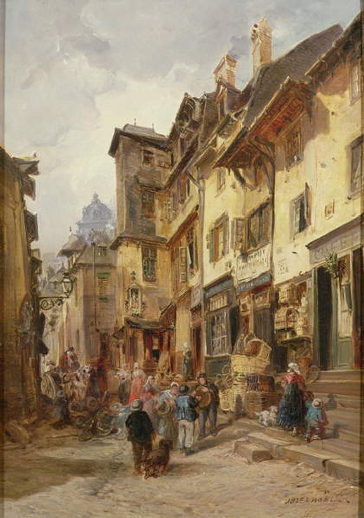 Detail of Street Scene, Northern France, 19th century by Jules Achille-Noel