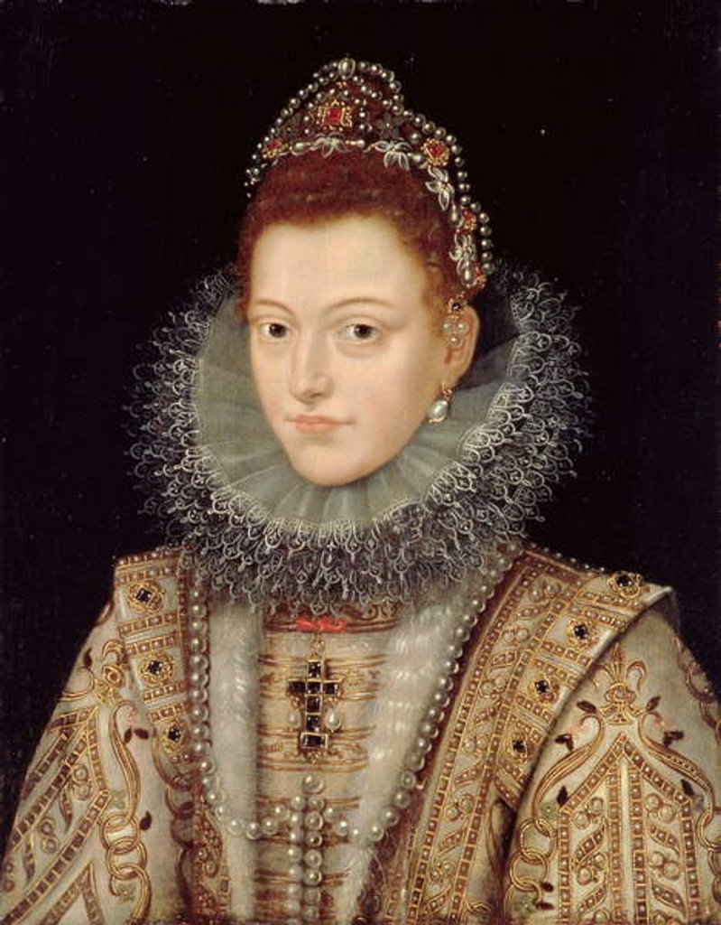 Detail of Portrait of Isabella Clara Eugenia c.1599 by Frans II Pourbus