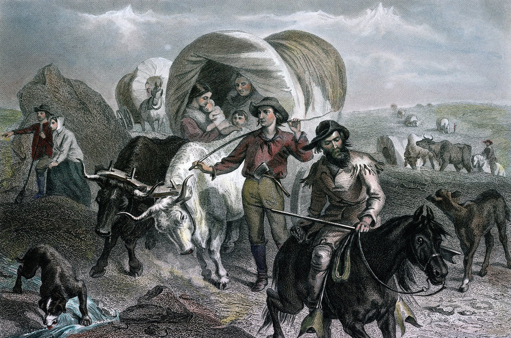 Detail of Engraving of Emigrants Crossing Plains by Anonymous