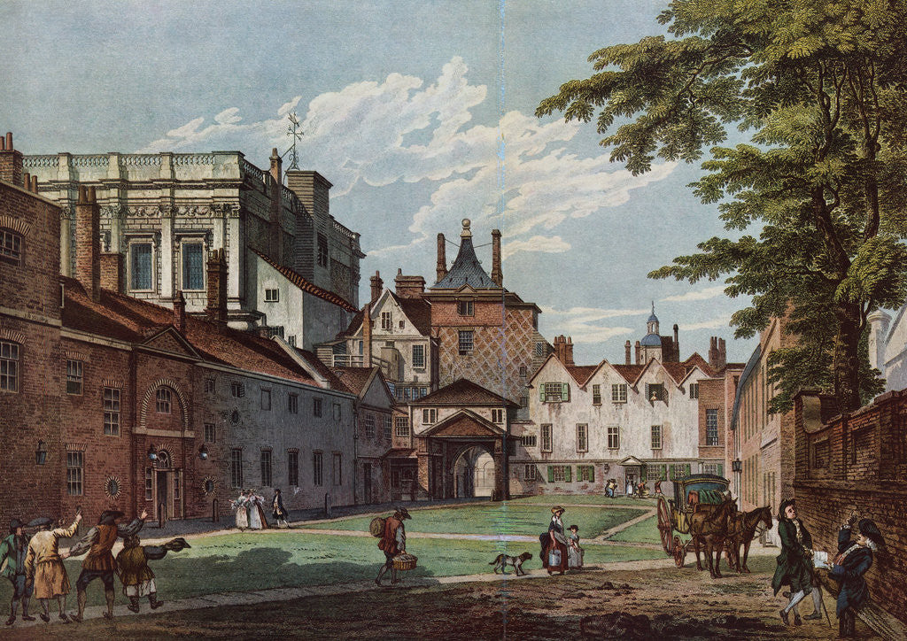 Detail of Pedestrians and Citizens Outside Scotland Yard Hall by Anonymous
