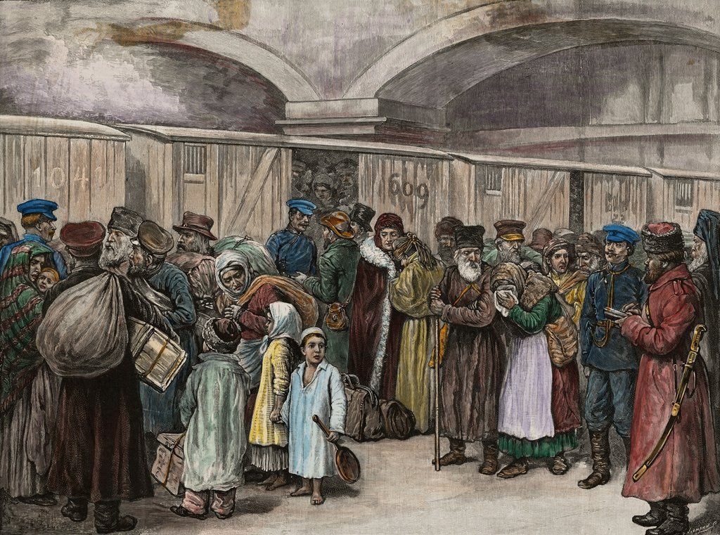 Detail of Sketch of Jews Being Ordered from Their Homeland in Russia by B. Baruch