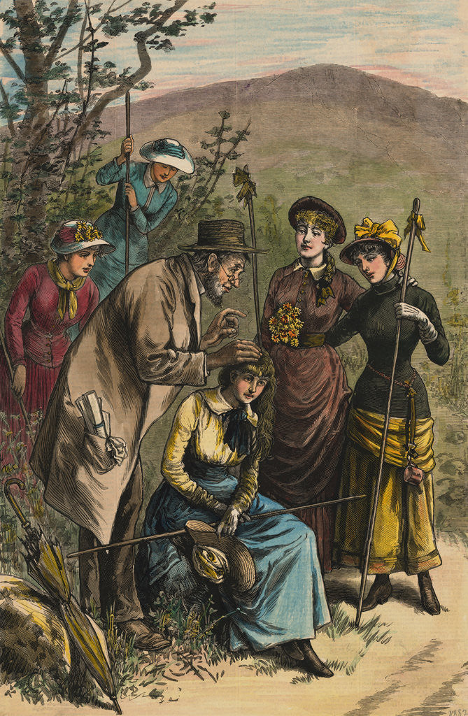 Detail of Phrenologist and Women on Mountain Trail by Anonymous