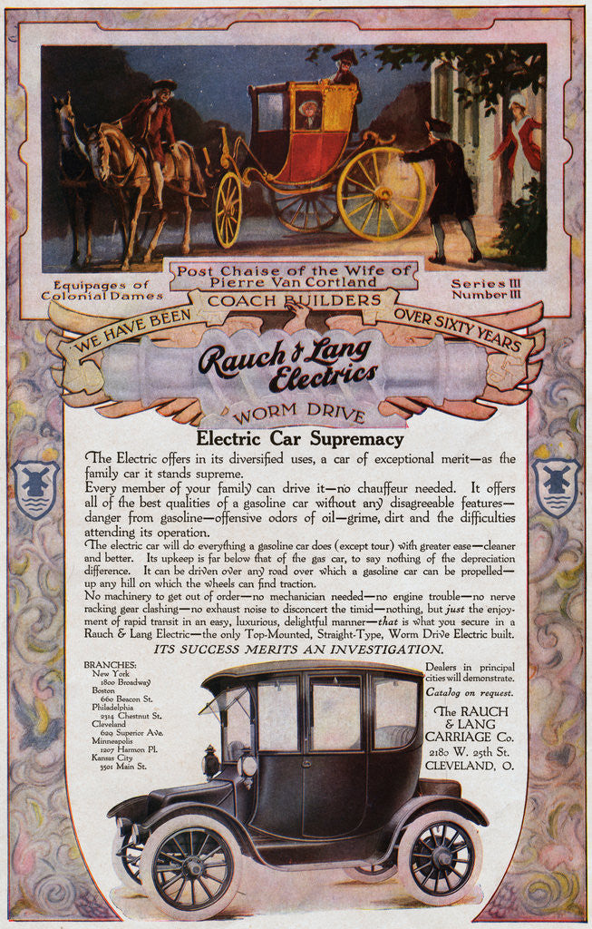 Detail of Advertisement for Newly Designed Rauch and Lang Electric Car by Anonymous