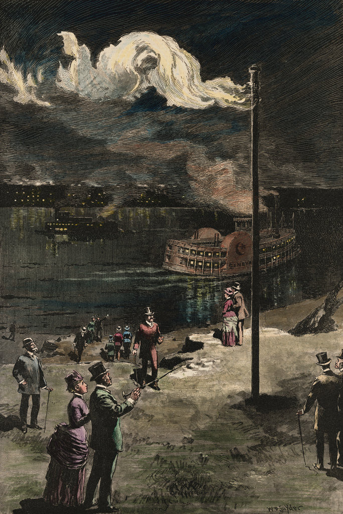 Detail of Citizens Gazing at Gas Exhaust from Well by Anonymous