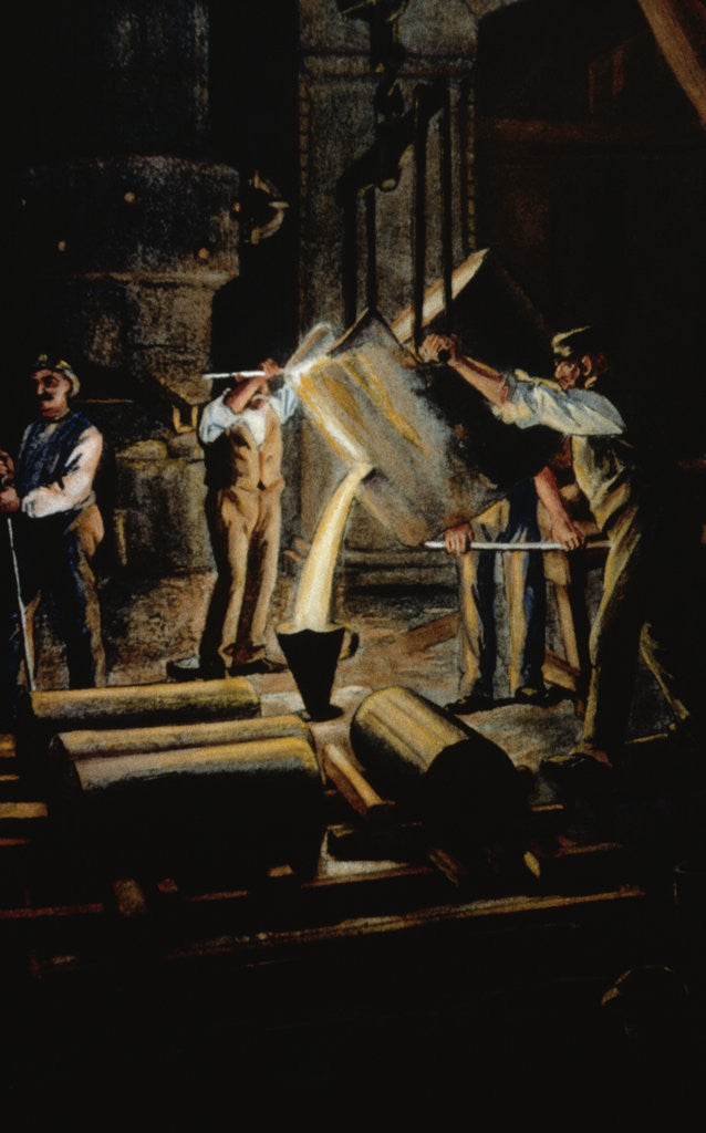 Detail of 19th-Century Print of Men Casting Iron by Anonymous