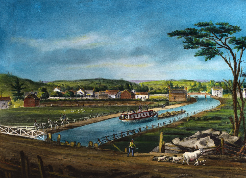 Detail of Illustration of Scene on Erie Canal by Anonymous