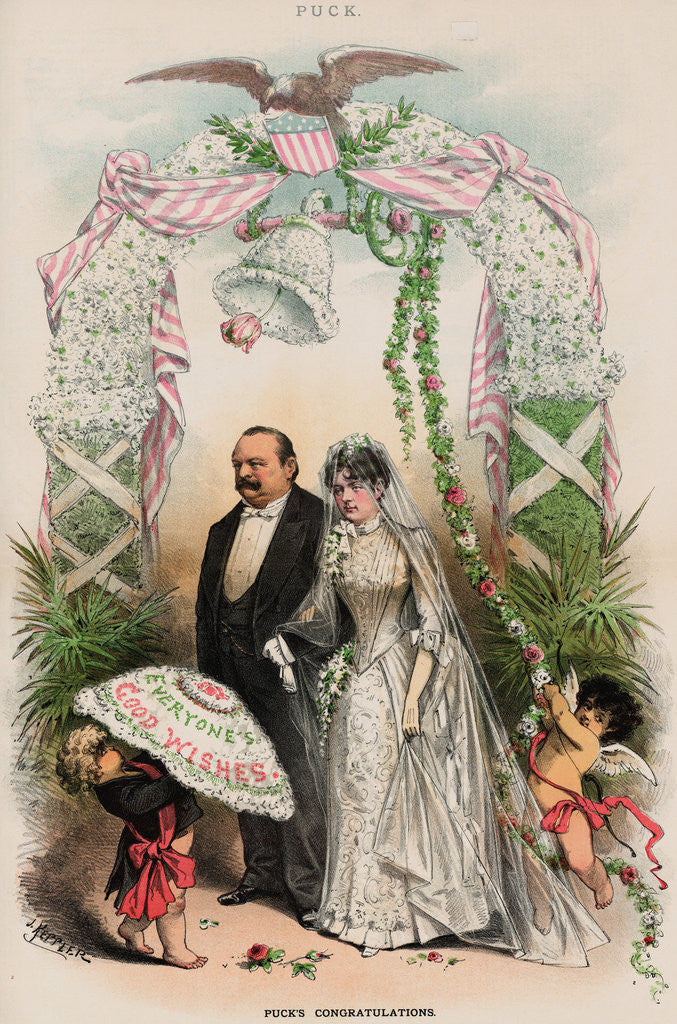 Detail of Cartoon on President Grover Cleveland's Political Marriage by Corbis