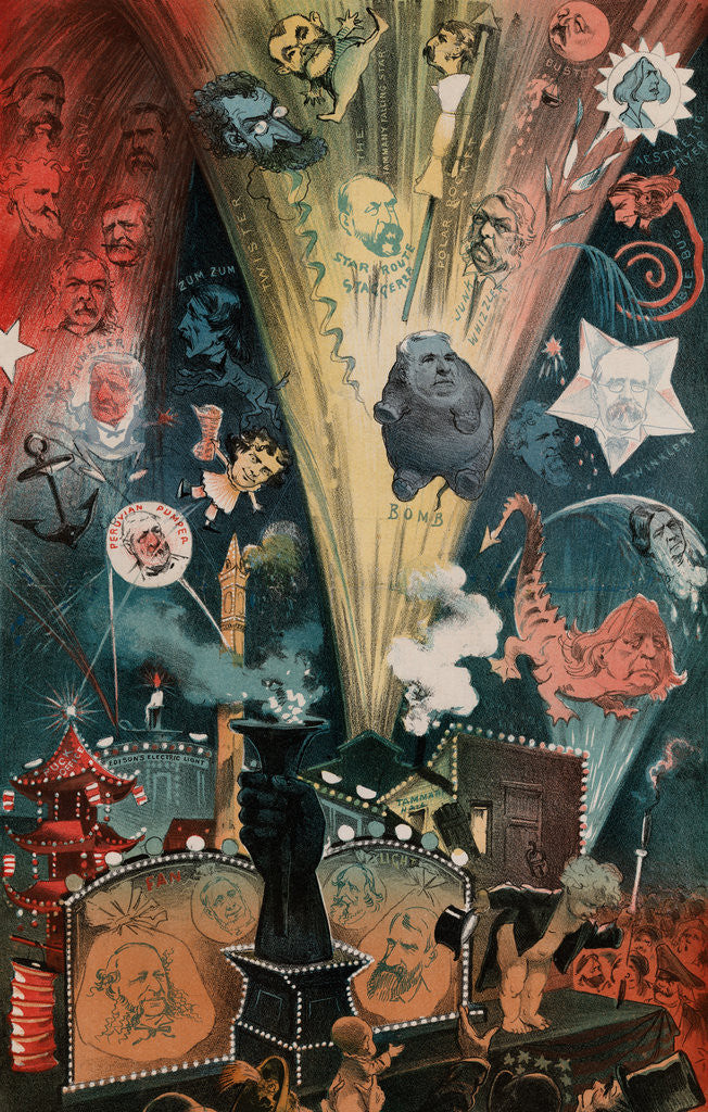 Detail of Cartoon Depicting Political Leaders as Fireworks by Anonymous