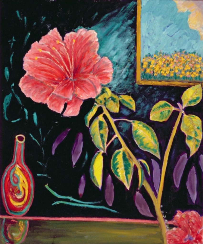 Detail of Hibiscus with Vase by Patricia Eyre