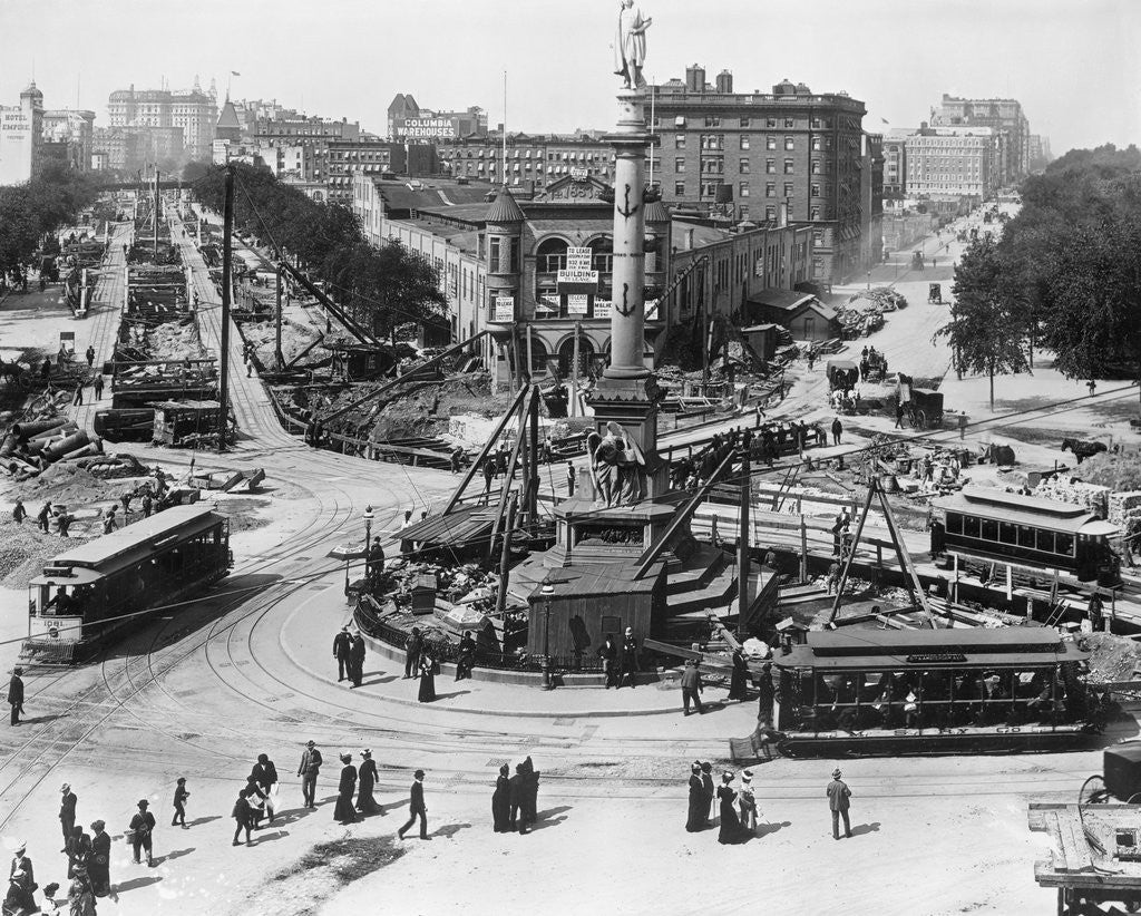Detail of Construction at Columbus Circle in New York City by Anonymous