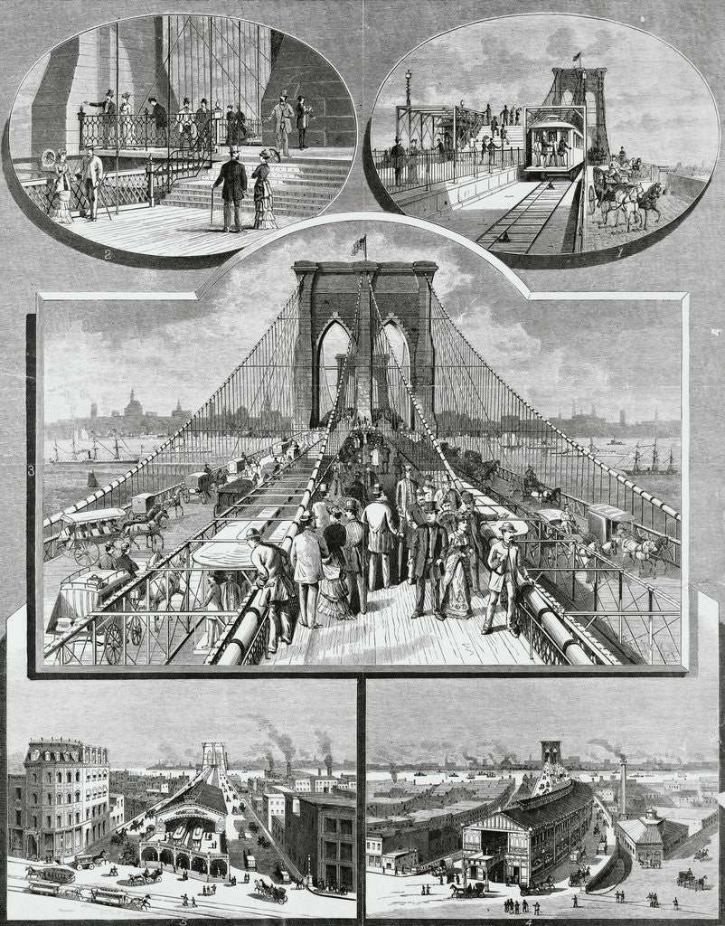 Detail of Opening Day for Brooklyn Bridge by Corbis