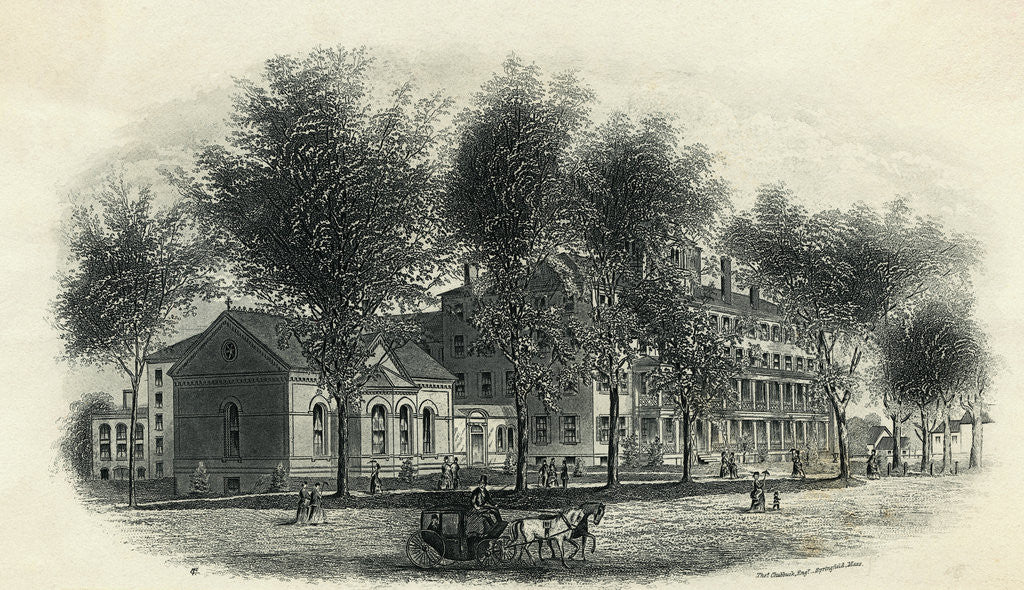 Detail of Illustration of Mount Holyoke Seminary by Anonymous
