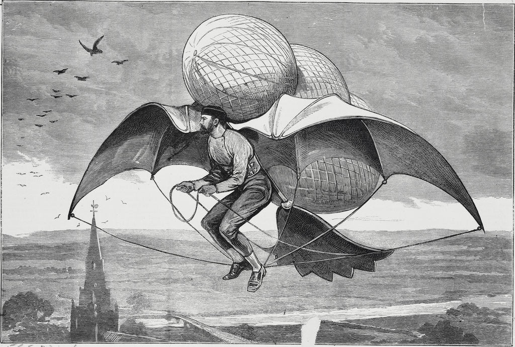 Detail of Illustration of Man Flying Type of Aircraft by Anonymous