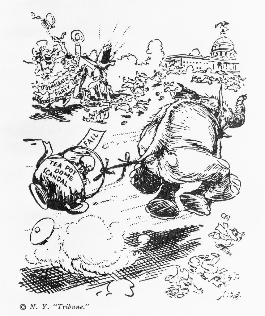 Detail of Editorial Cartoon Illustration of Teapot Dome Scandal by Corbis