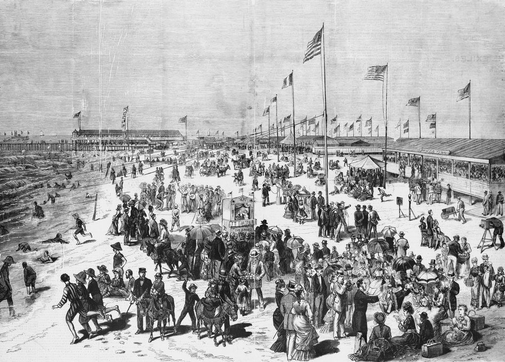 Detail of People Frolicking and Enjoying the Beach by Anonymous
