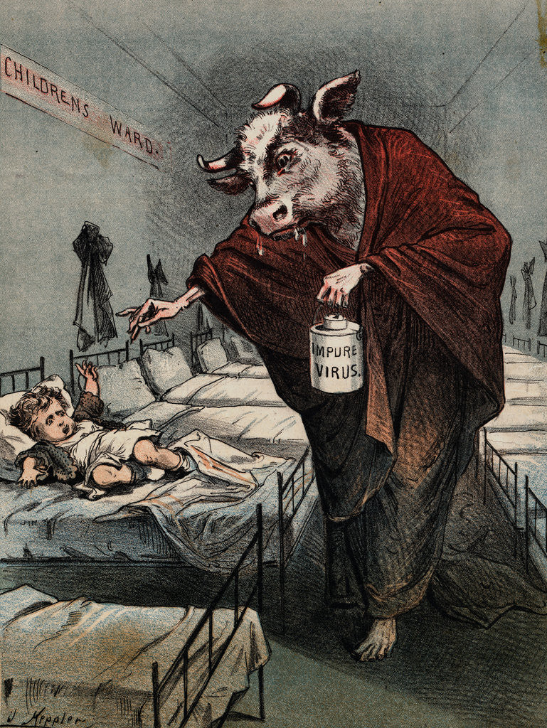 Detail of Cartoon of a Cow Vaccinating a Child by Anonymous
