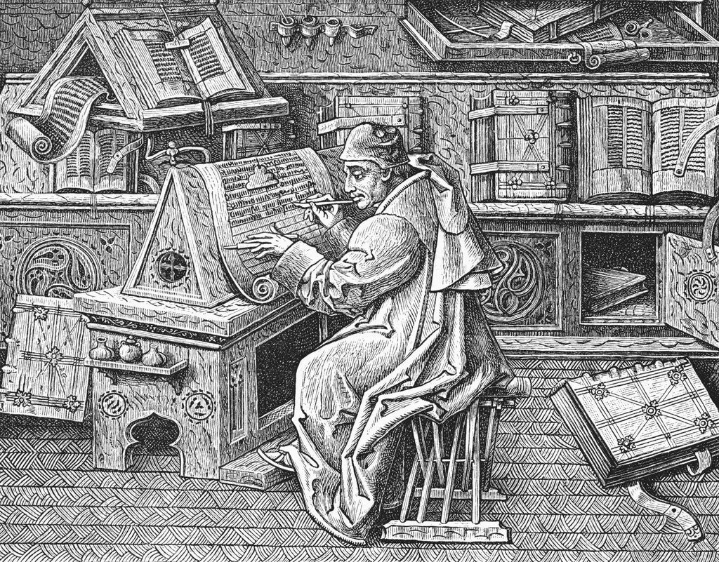 Detail of Jean Mielot Busy at Work by Anonymous