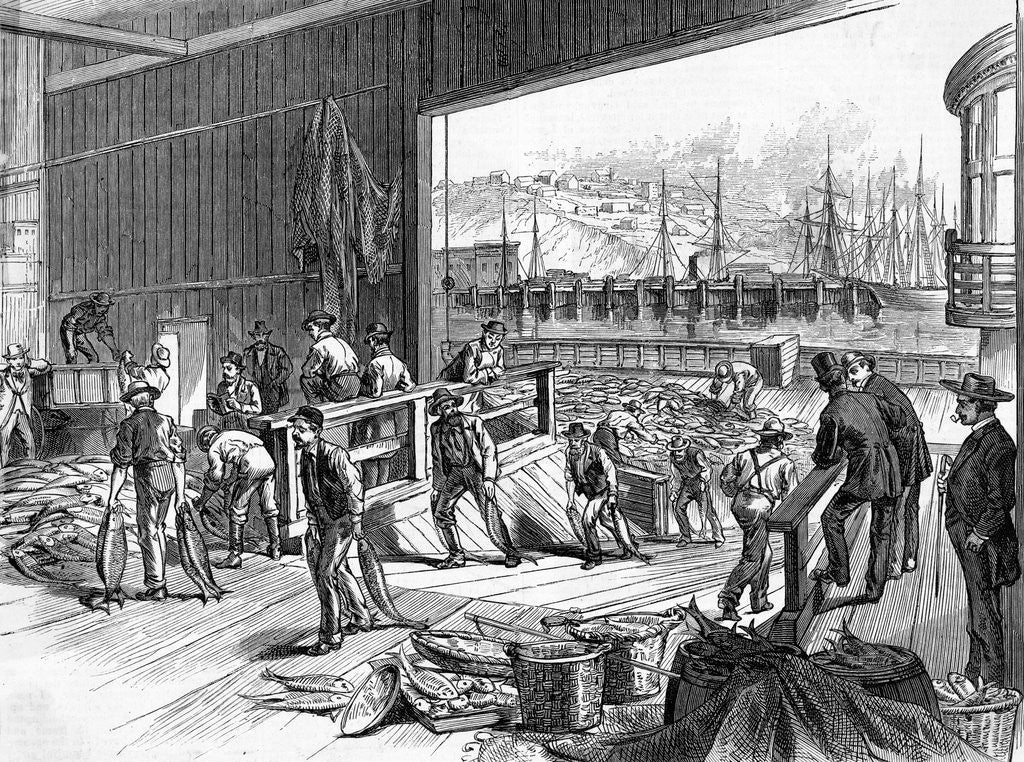 Detail of Workers Unloading Fish by Anonymous